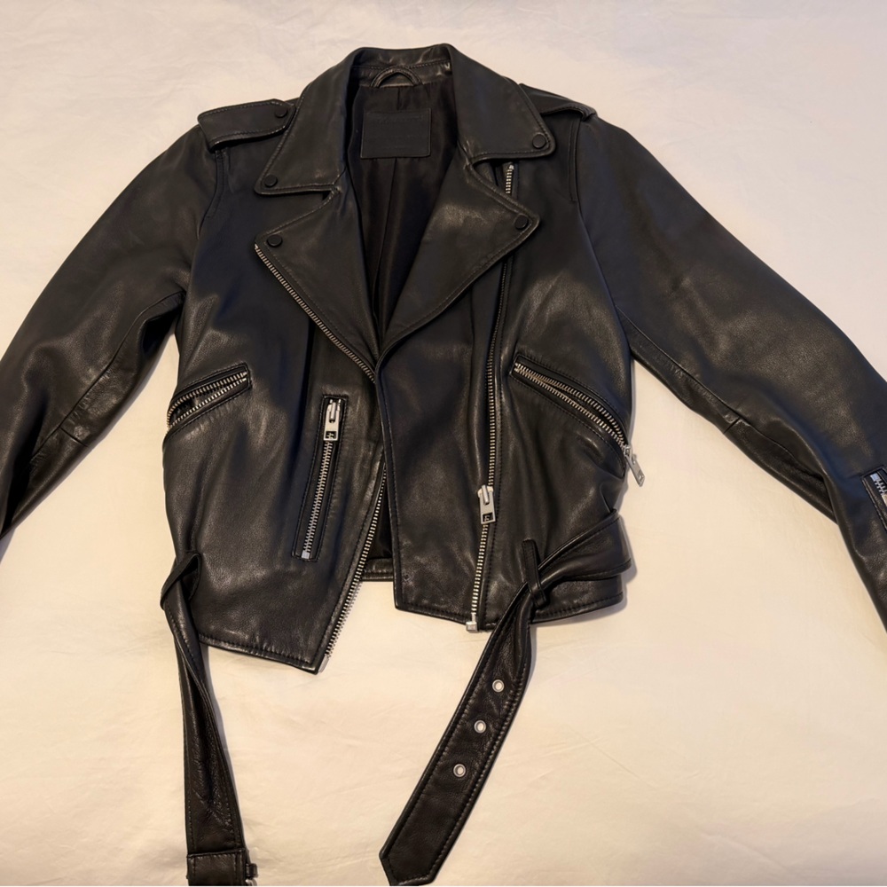 All Saints Black Leather Biker Jacket